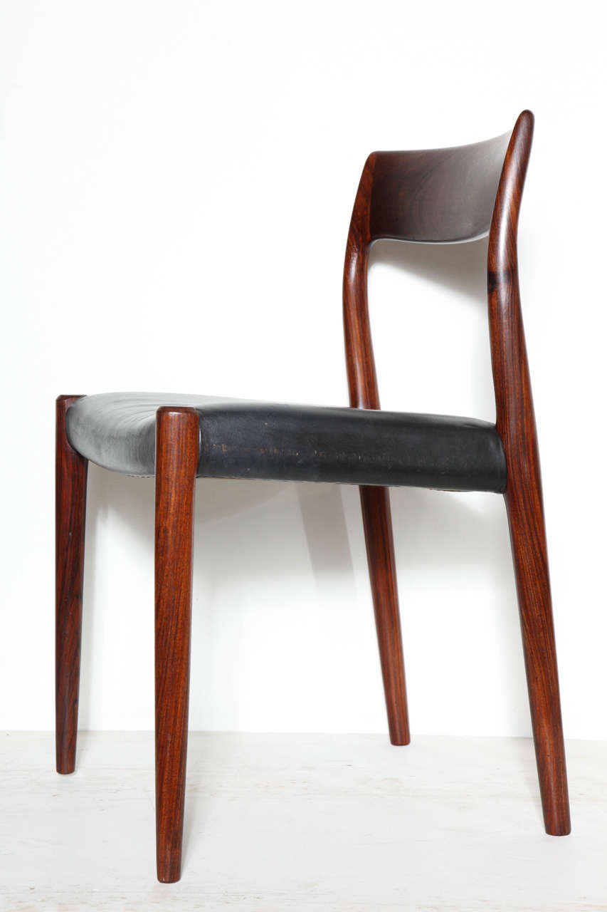 Mid-20th Century no. 77 Leather Dining Chairs by Niels Moller (Set of 8)