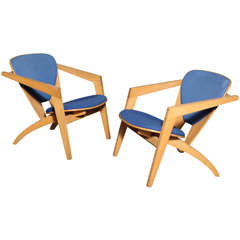 Hans Wegner Butterfly GE 460 Easy Chairs, Pair
