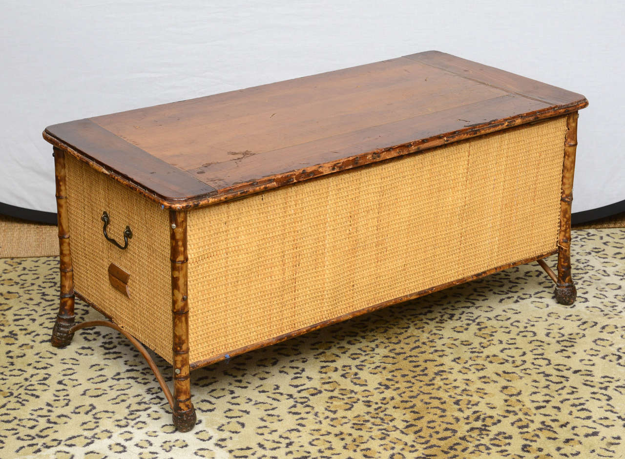 Vintage Bamboo and Wicker Chest In Excellent Condition In West Palm Beach, FL