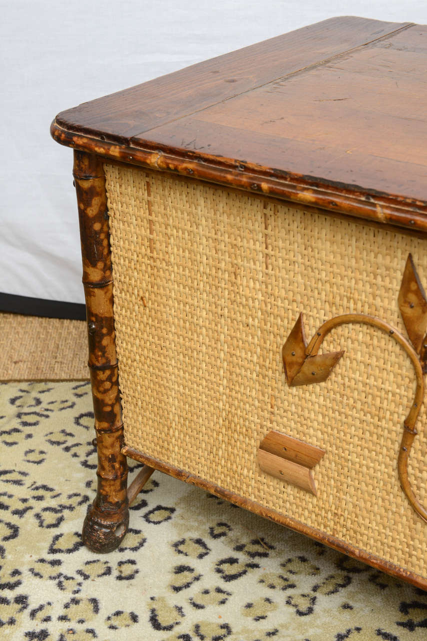 Vintage Bamboo and Wicker Chest 1