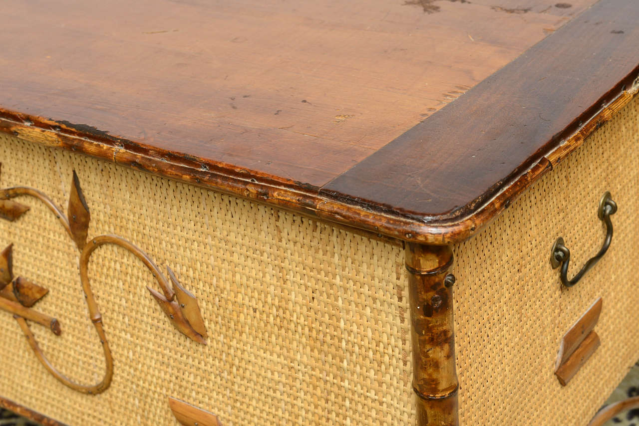 Vintage Bamboo and Wicker Chest 2