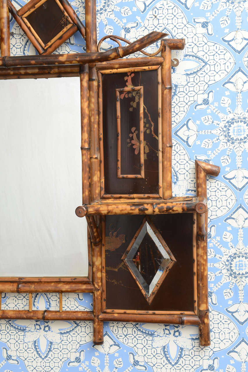 Beautiful 19th c. English Bamboo Mirror with Shelves 1