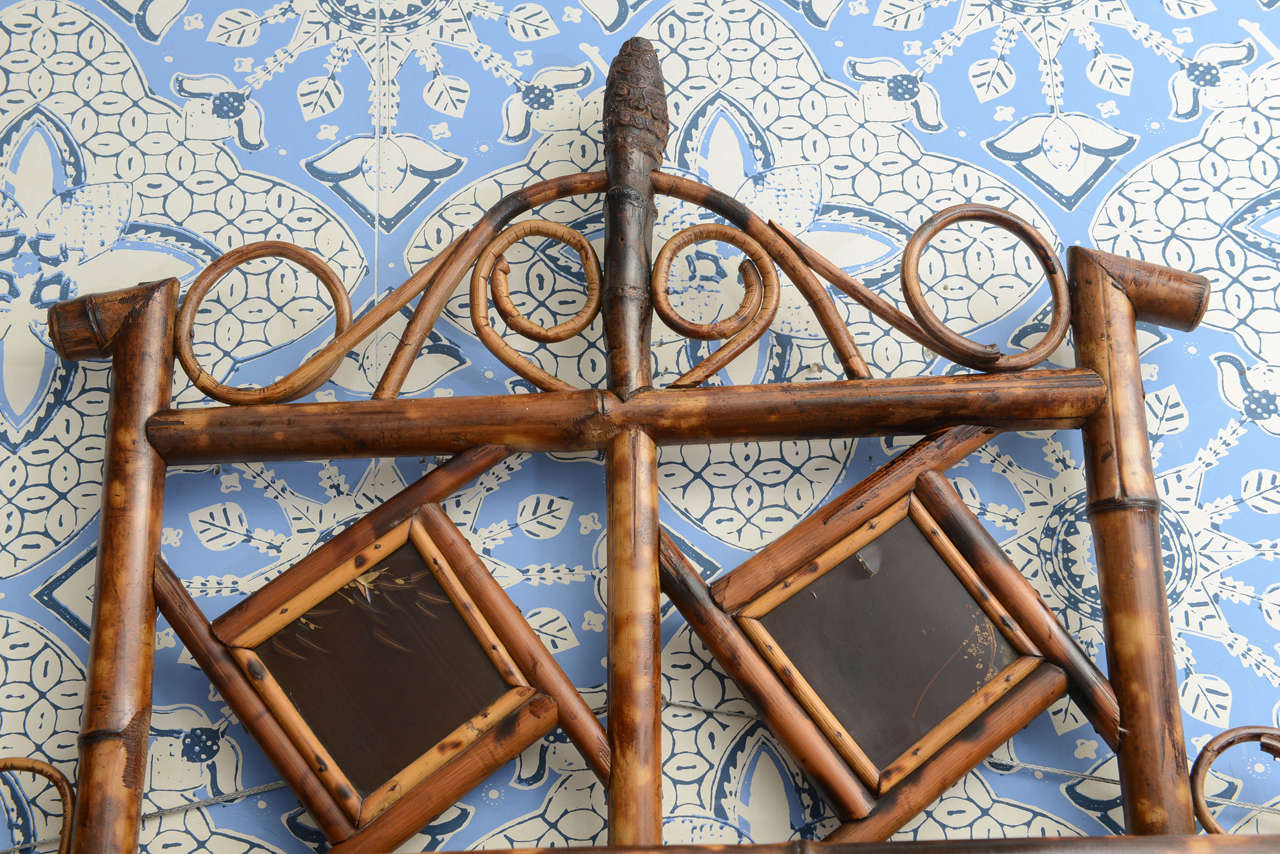 Beautiful 19th c. English Bamboo Mirror with Shelves 2