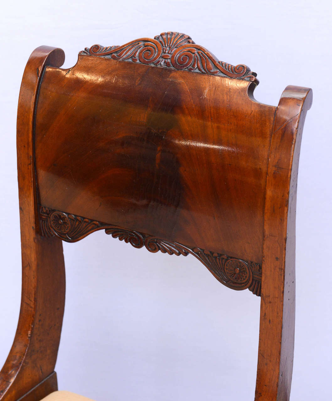 19th Century Set of Six Russian Neoclassic Mahogany Dining or Side Chairs For Sale