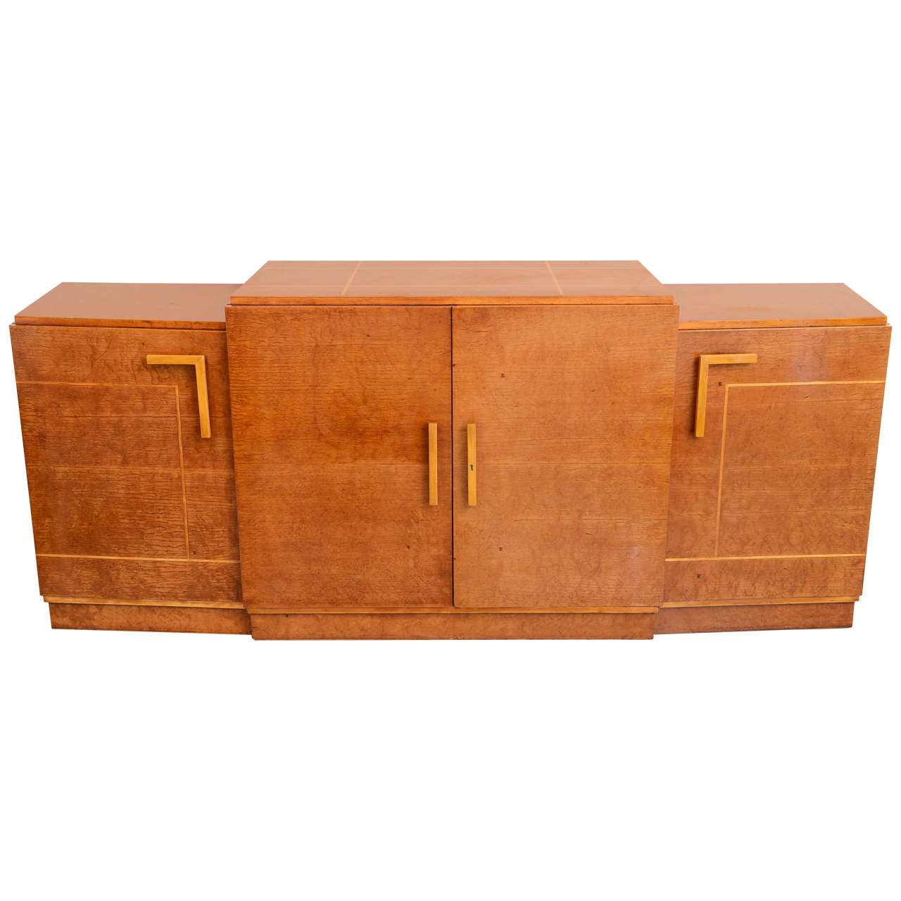Late Art Deco Birds-Eye Maple and Maple Inlaid Credenza, Eli Jacques Kahn For Sale