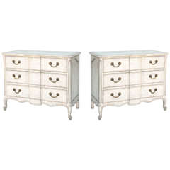 Pair of Painted Three Drawer Commodes Pair of Painted Three Drawer Commodes
