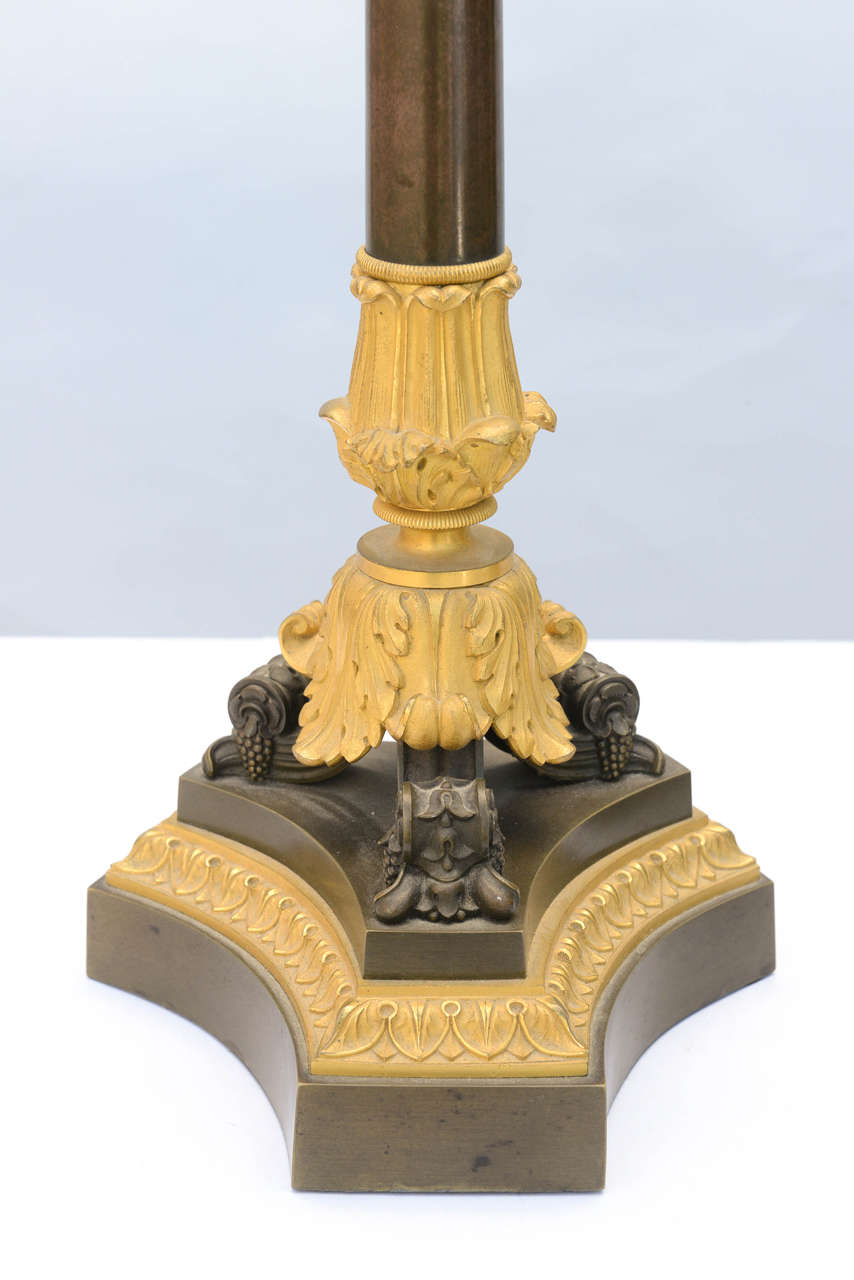 Paar französische Bronzekandelaber-Lampen des 19. Jahrhunderts (Französisch) im Angebot