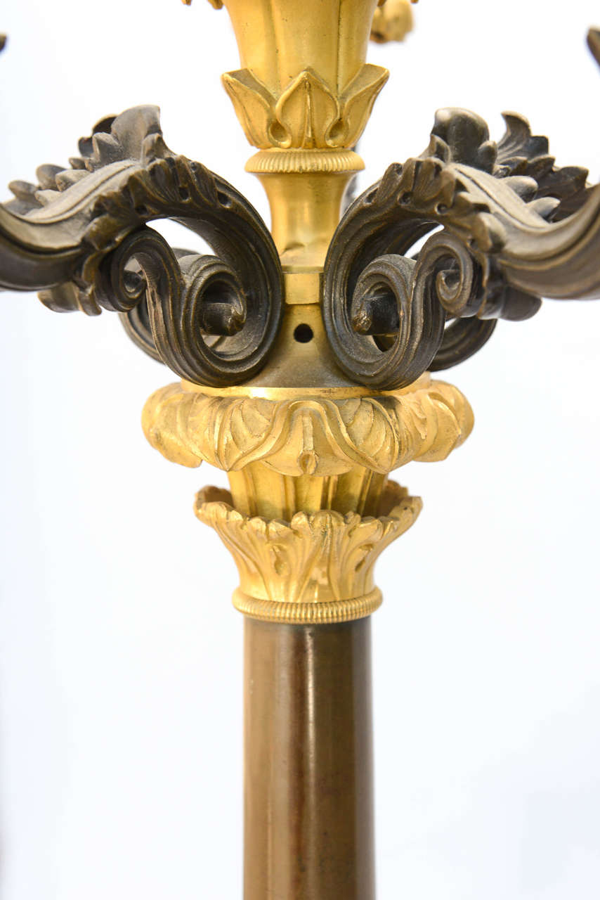 Paar französische Bronzekandelaber-Lampen des 19. Jahrhunderts im Angebot 1