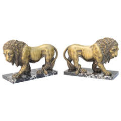 Pair of Bronze Lions