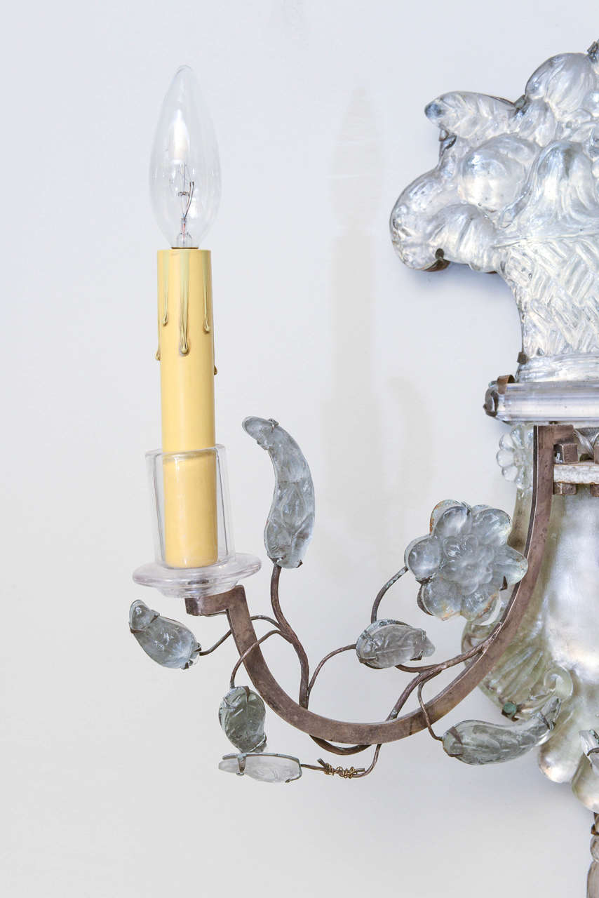 19th Century Unusual Pair of Glass Wall Sconces
