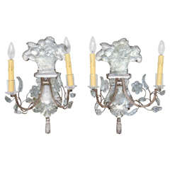 Unusual Pair of Glass Wall Sconces 4