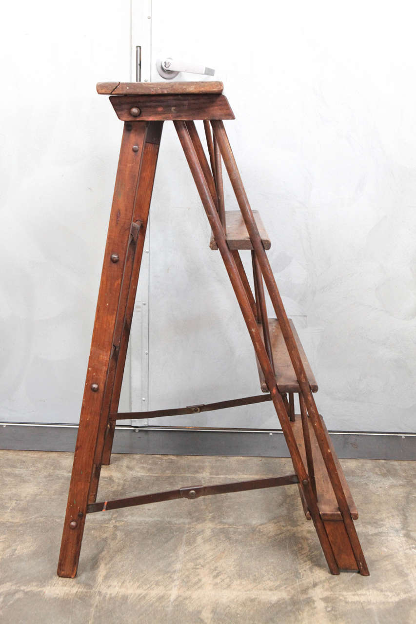 Industrial Early 20th c. Small Wood Ladder