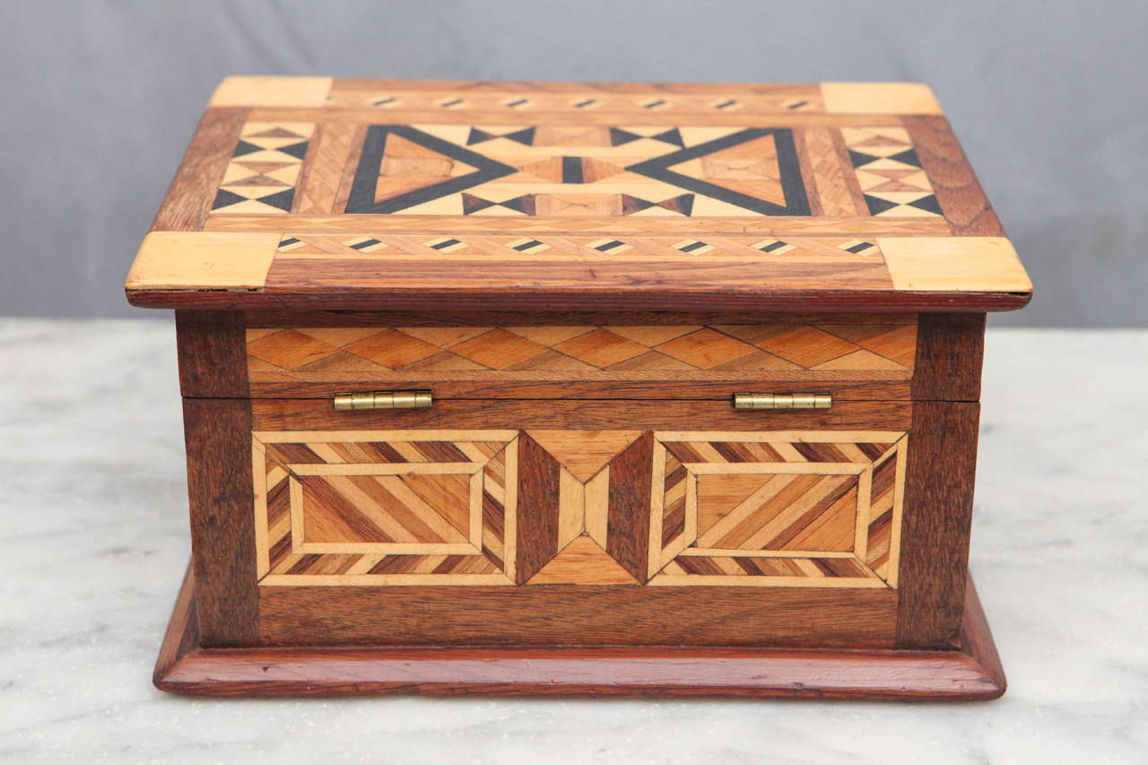 19th Century Folk Art Parquetry Box For Sale