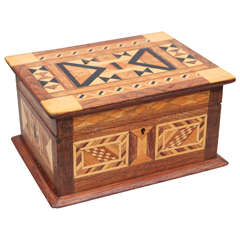 Antique Folk Art Parquetry Box