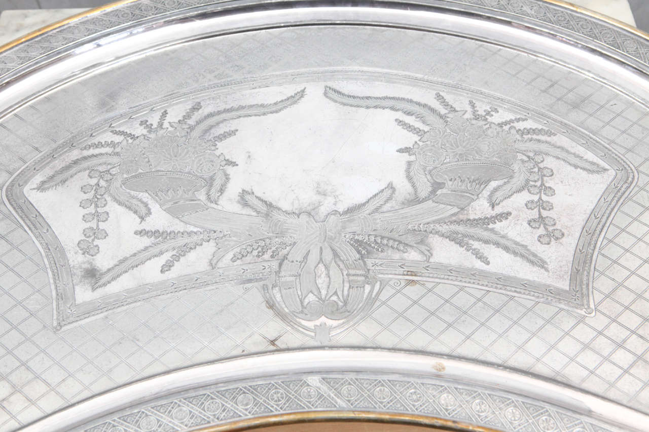 American Silver Plated Butler Tray with Articulated Cherub Handles For Sale