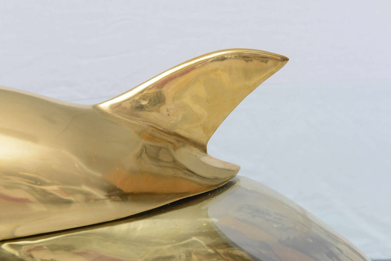 Vintage Polished Brass Dolphin Coffee Table 2