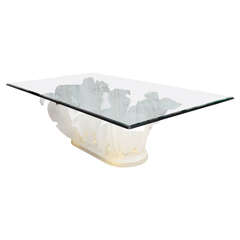Monumental Lucite Palm Leaf Base Dining Table