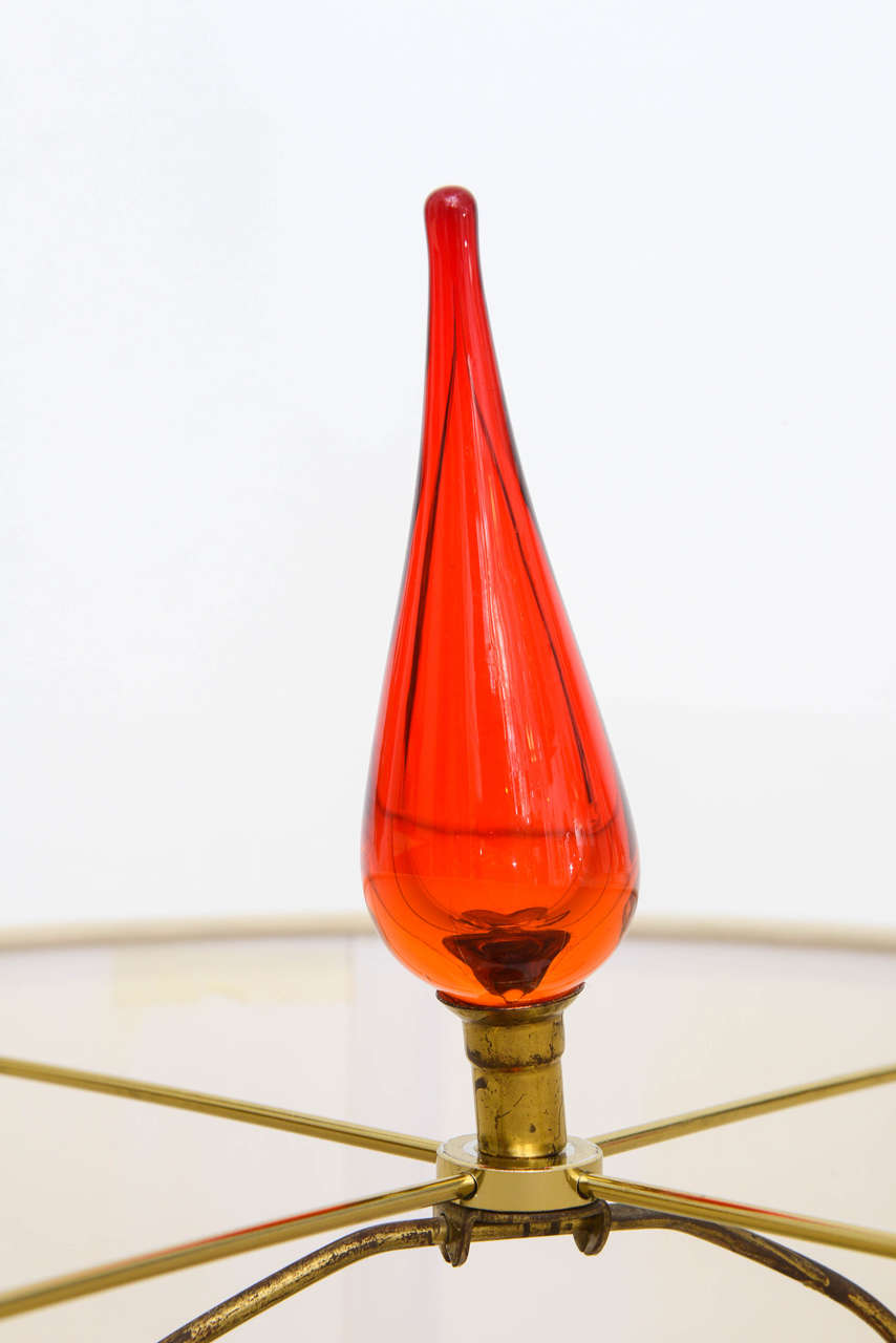 Glass Pair of Vintage Tangerine Blenko Lamps For Sale