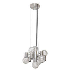 Mid-Century Modern Chrome and Glass Pendant Light Fixture