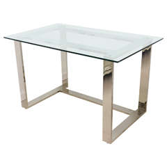 Mid-Century Modern Polished Chrome and Glass Desk