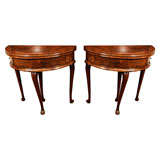 A Pair of George I Burr and Figured Walnut Folding Games Tables