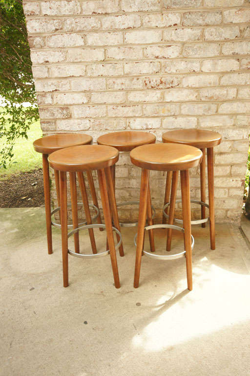 1950's Ashwood and Steel Bar Stool