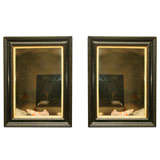 Handsome Pair of Flemish Style Carved Wood and Bone Mirrors