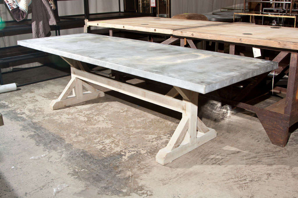 Zinc Top Trestle Base Table