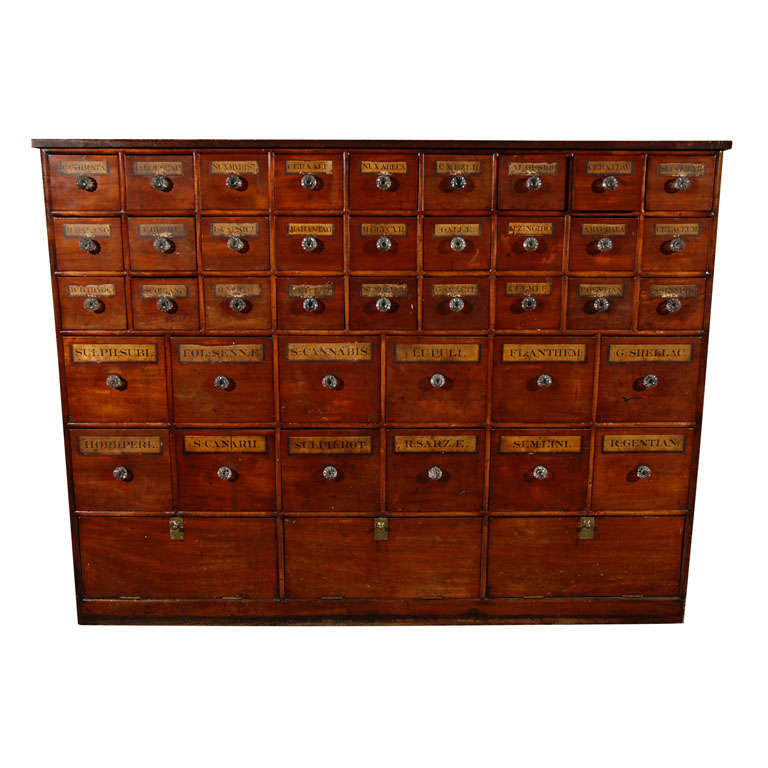 C. 1850 Large English Apothecary Cabinet