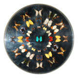 1973 Round Mirrored Box with 37 Mounted Butterflies