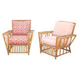 Antique Pair of Stick Wicker Armchairs