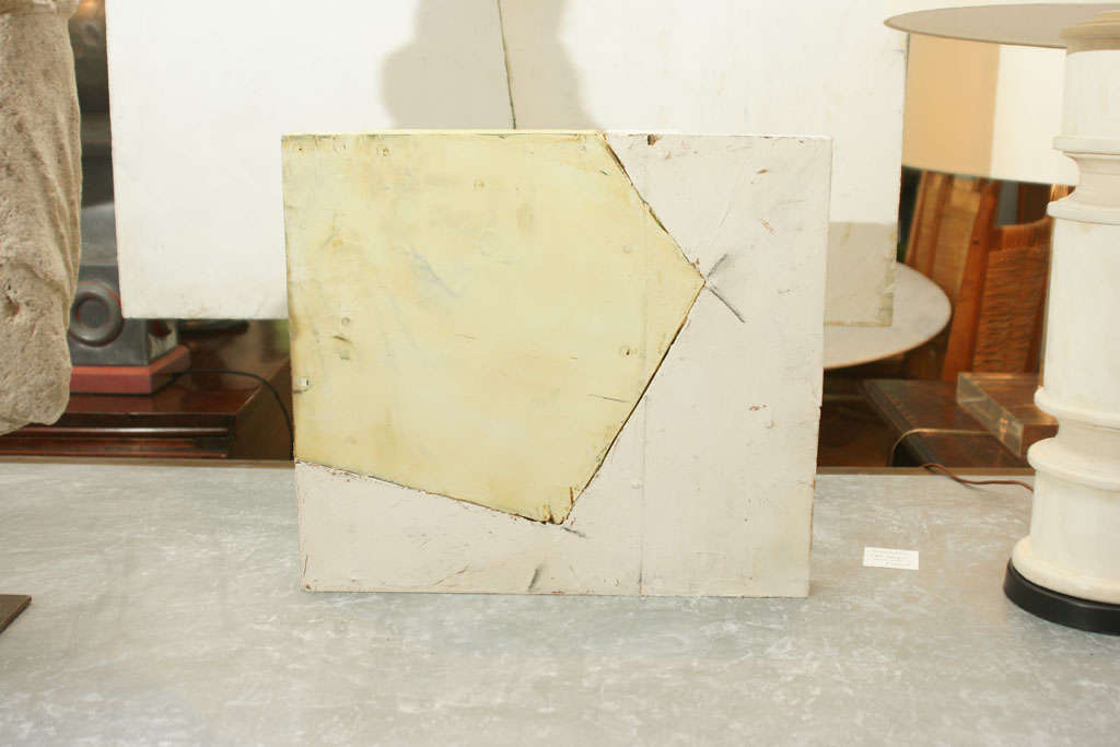 Encaustic pigment over wood, the lines are actual cuts in the wood showing space and light.