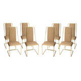 Set of Eight Italian Brass Dining Chairs