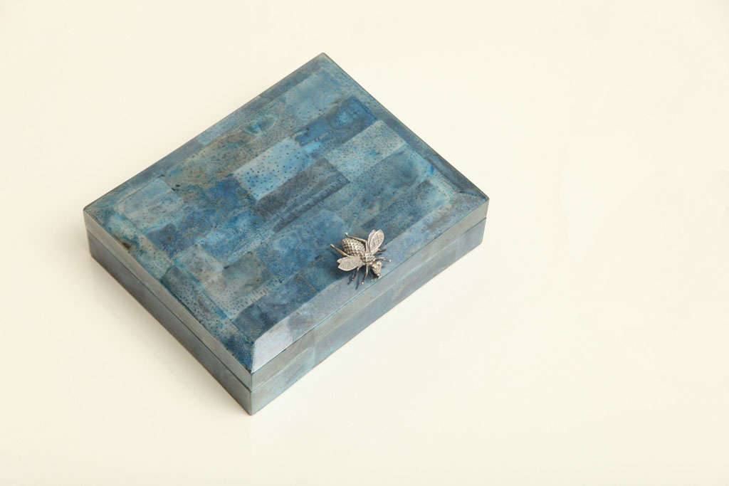 Tessellated Stone and Wood Box with Nickeled Bee