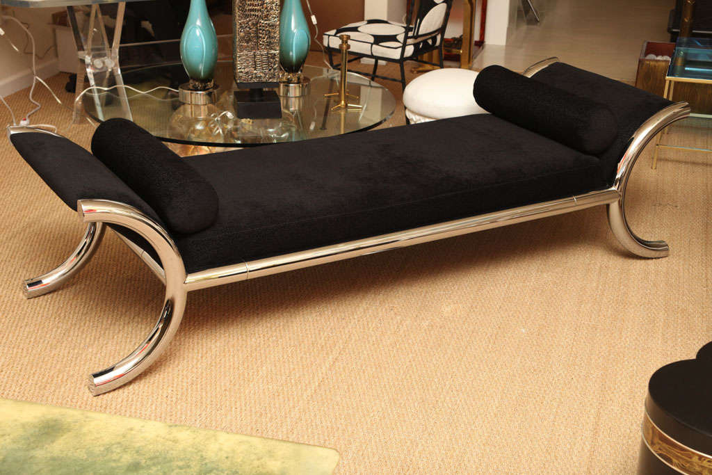 Ultra Luxe Brueton Chrome and Silk Chenille Day Bed