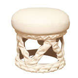 Molded Resin and White Hide Stool
