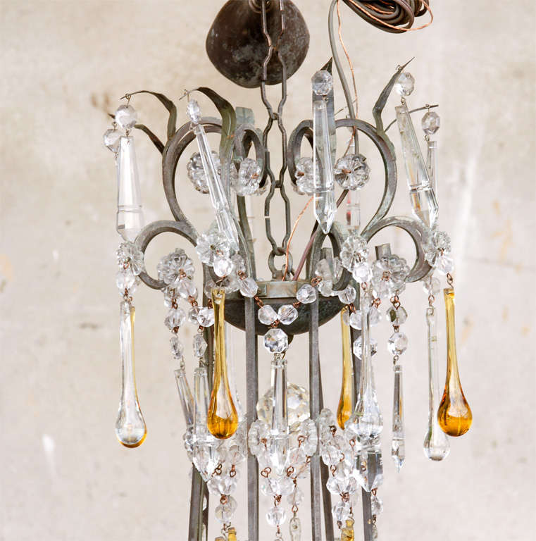 yellow crystal chandelier