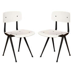 Pair of Black and White Mid Century Chairs