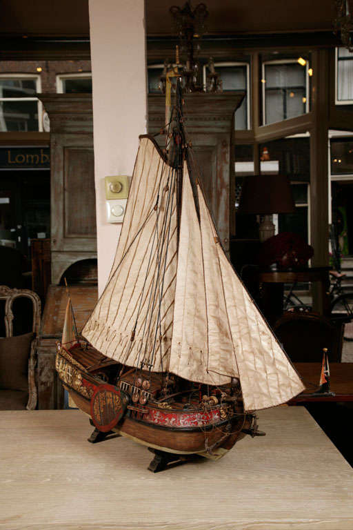 Yacht with 4 sails.
Very detailed with sculptures and paintings.
This is a copy of a 