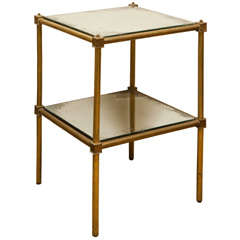 Pair of Brass End Tables with Antique Mirrored Top