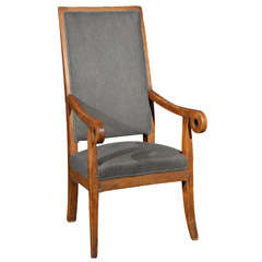 French Scroll Armchair or Hall Chair, Circa 1800
