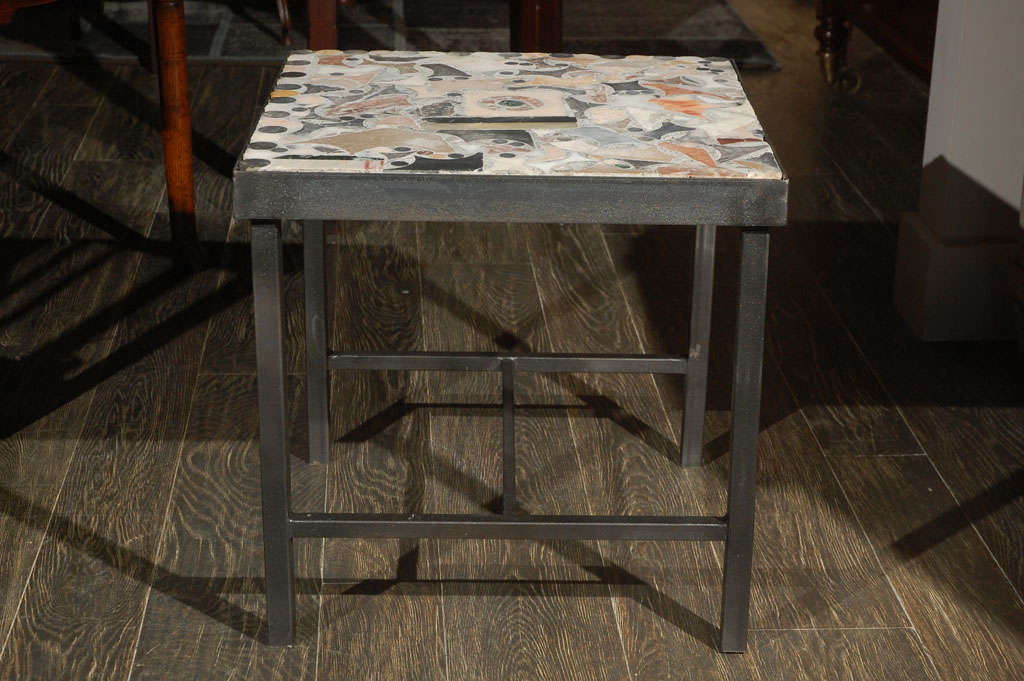French Mosaic Marble Top End Table, Circa 1900
