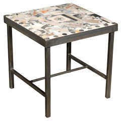 French Mosaic Marble Top End Table, Circa 1900