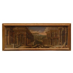 18th Century Oil on Canvas Italian Capriccio Painting of Architectural Ruins