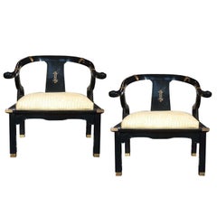 Pair of Hollywood Regency Armchairs in the Style of James Mont