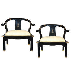 Pair of Hollywood Regency Armchairs in the Style of James Mont 9