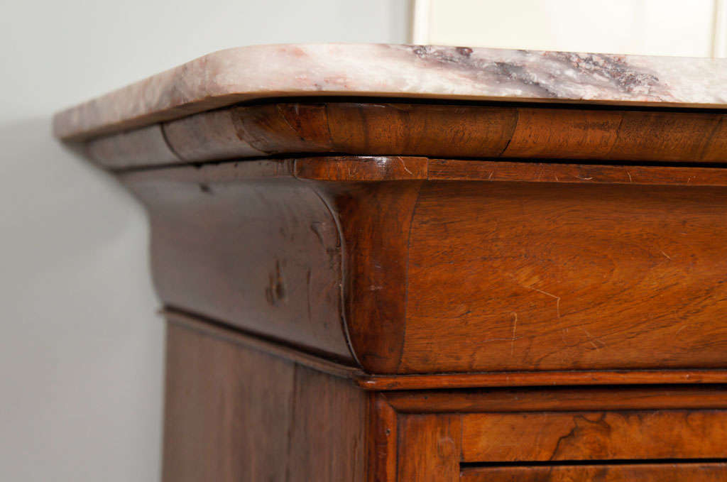 Charles X Black Walnut Commode with Marble Top For Sale 2