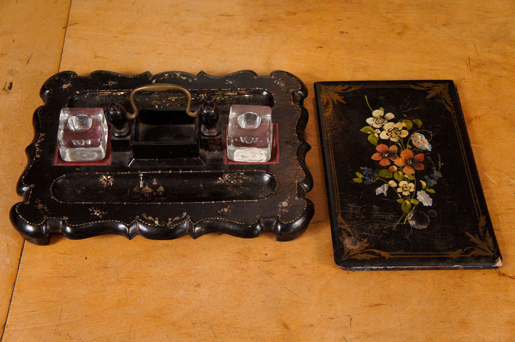 Papier Mâché and Mother of Pearl Desk Articles