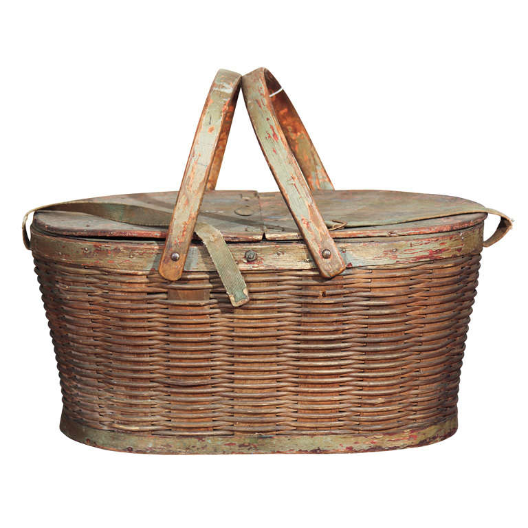 Wonderful Old Picnic Basket at 1stdibs