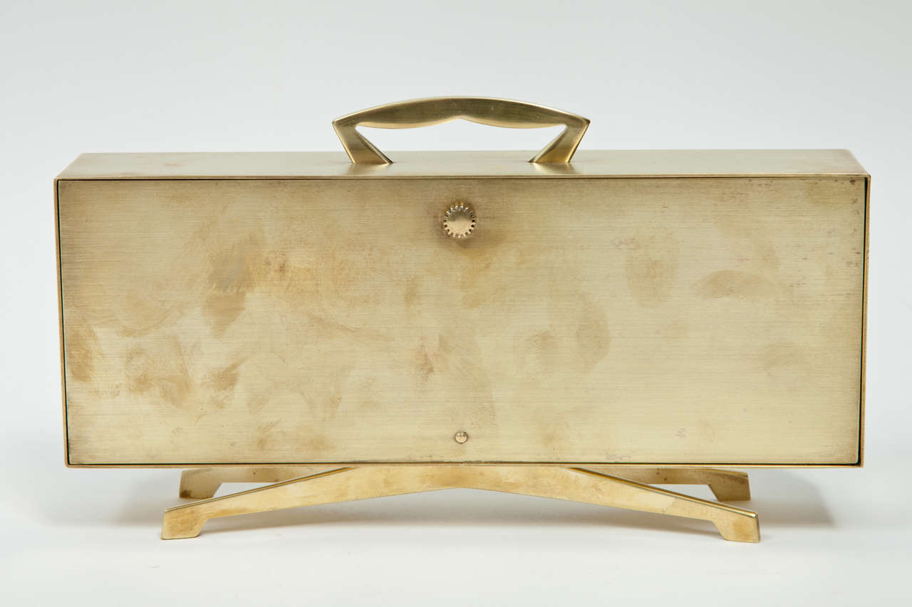 Brass Desk Clock In Excellent Condition In New York, NY